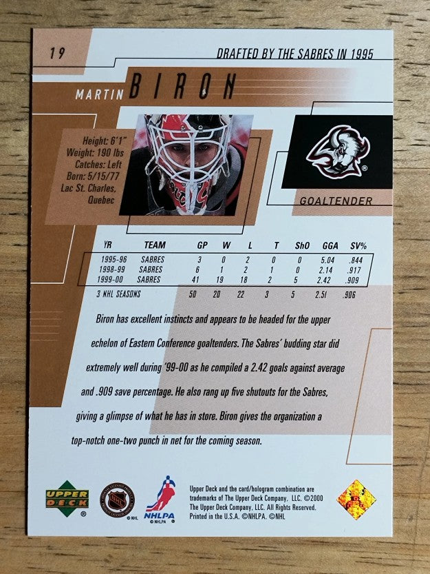 2000-01 Upper Deck #19 Martin Biron