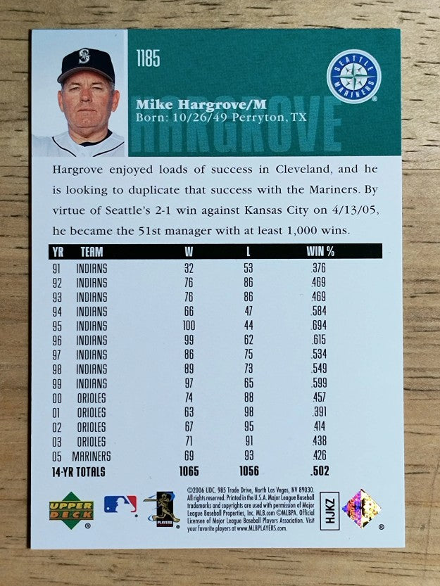 2006 Upper Deck #1185 Mike Hargrove MG