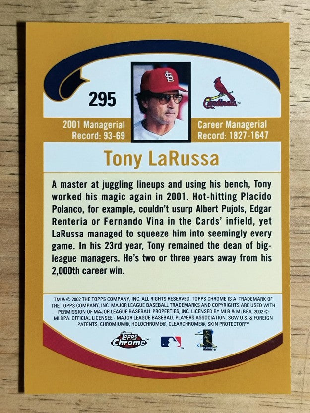2002 Topps Chrome #295 Tony LaRussa MG