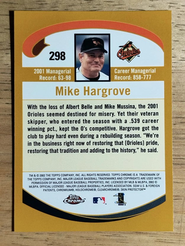 2002 Topps Chrome #298 Mike Hargrove MG