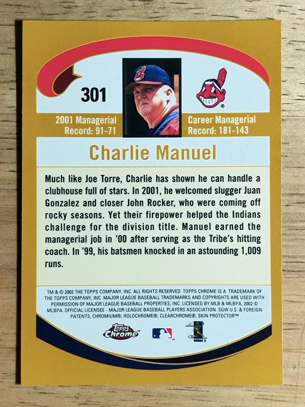 2002 Topps Chrome #301 Charlie Manuel MG