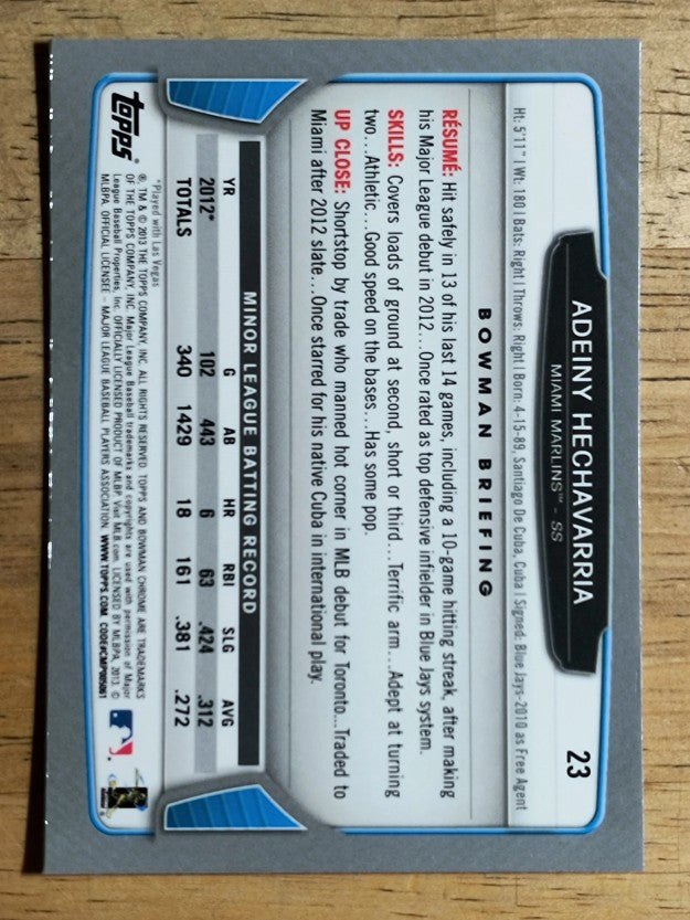2013 Bowman Chrome #23 Adeiny Hechavarria RC