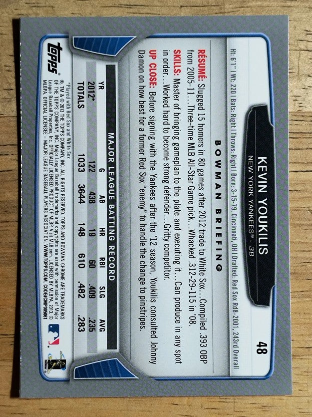 2013 Bowman Chrome #48 Kevin Youkilis