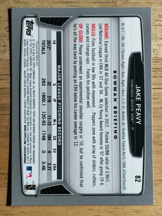 2013 Bowman Chrome #82 Jake Peavy