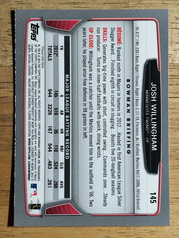 2013 Bowman Chrome #145 Josh Willingham
