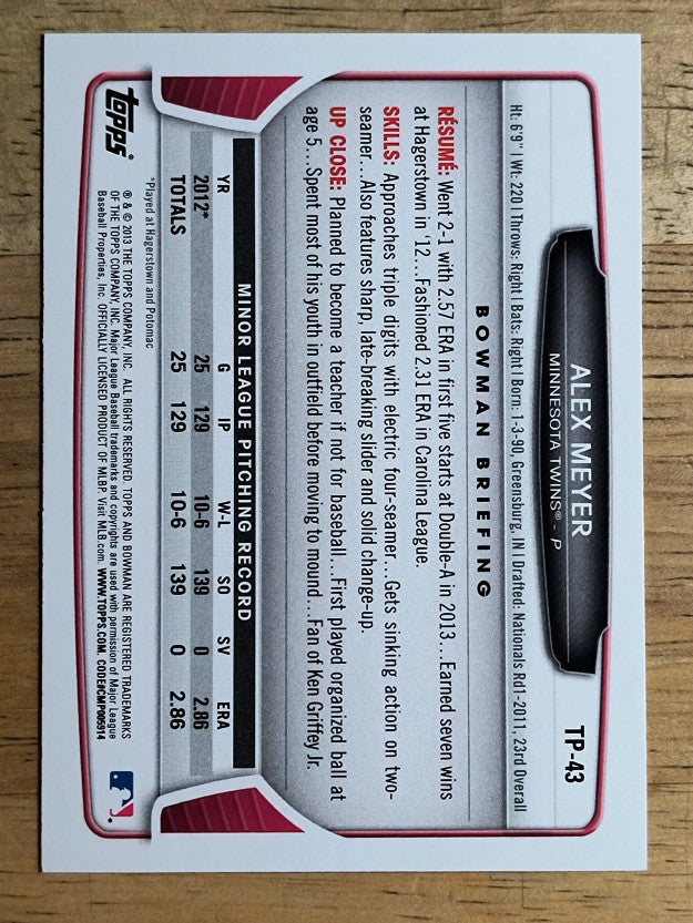 2013 Bowman Draft Top Prospects #TP43 Alex Meyer