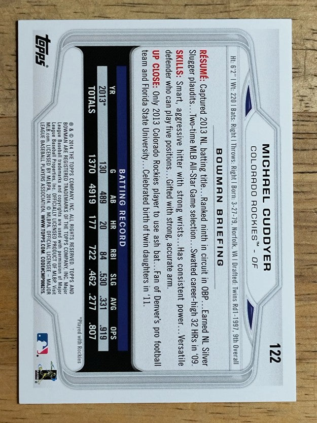 2014 Bowman #122 Michael Cuddyer
