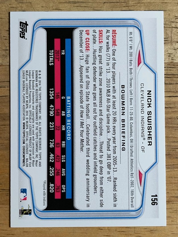 2014 Bowman #156 Nick Swisher