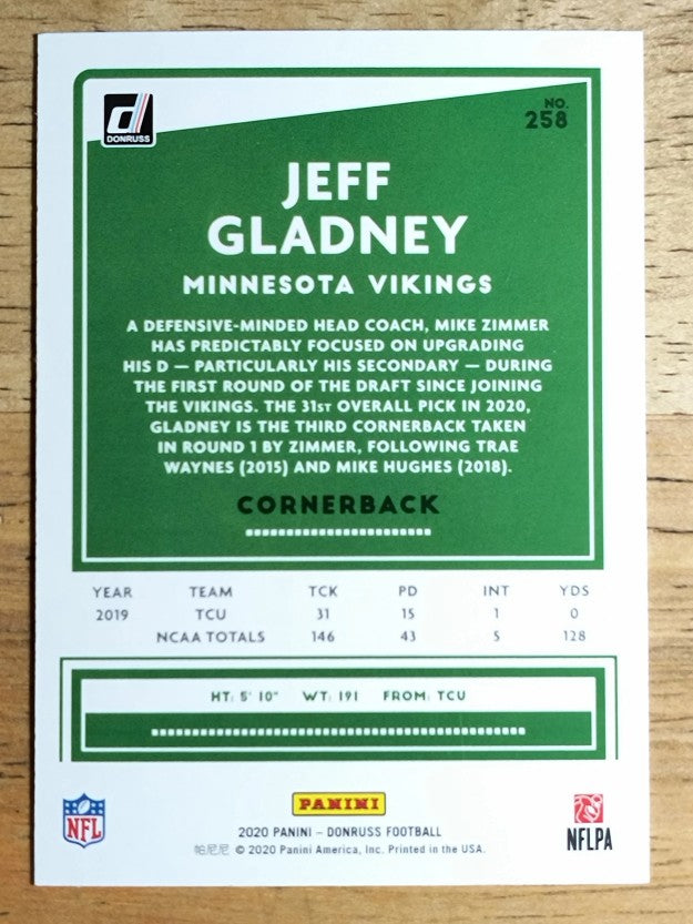 2020 Donruss #258 Jeff Gladney RC