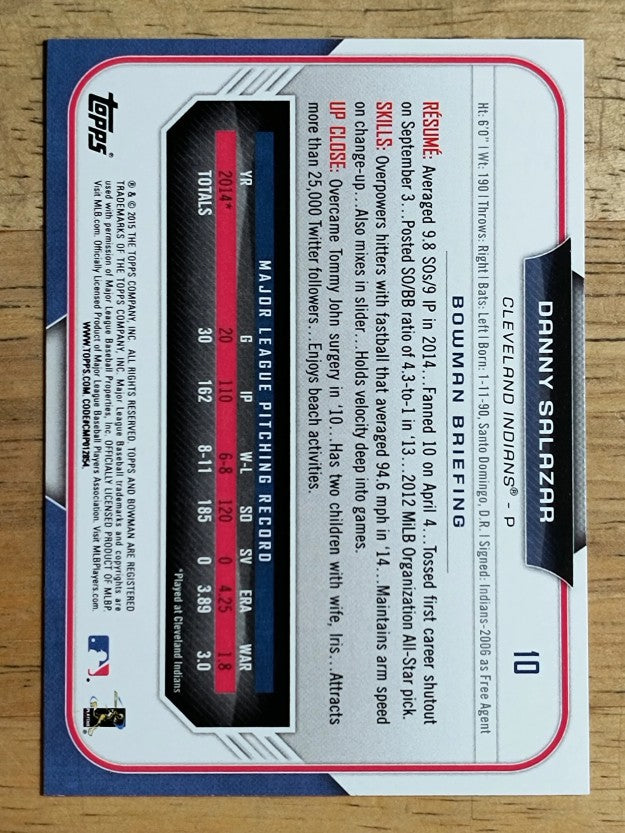 2015 Bowman #10 Danny Salazar
