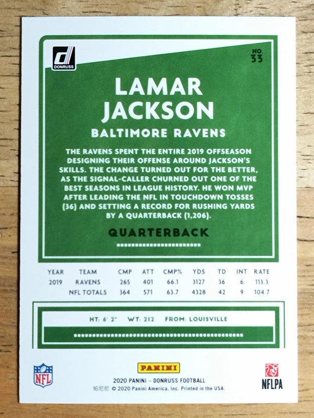 2020 Donruss #33A Lamar Jackson