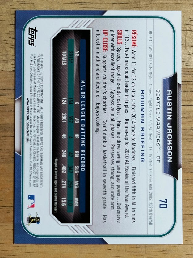 2015 Bowman #70 Austin Jackson