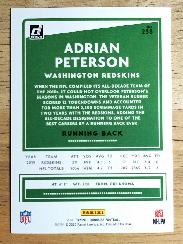 2020 Donruss #238A Adrian Peterson