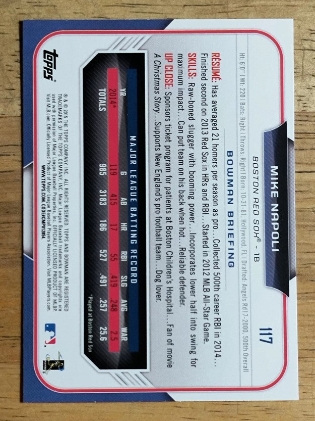 2015 Bowman #117 Mike Napoli