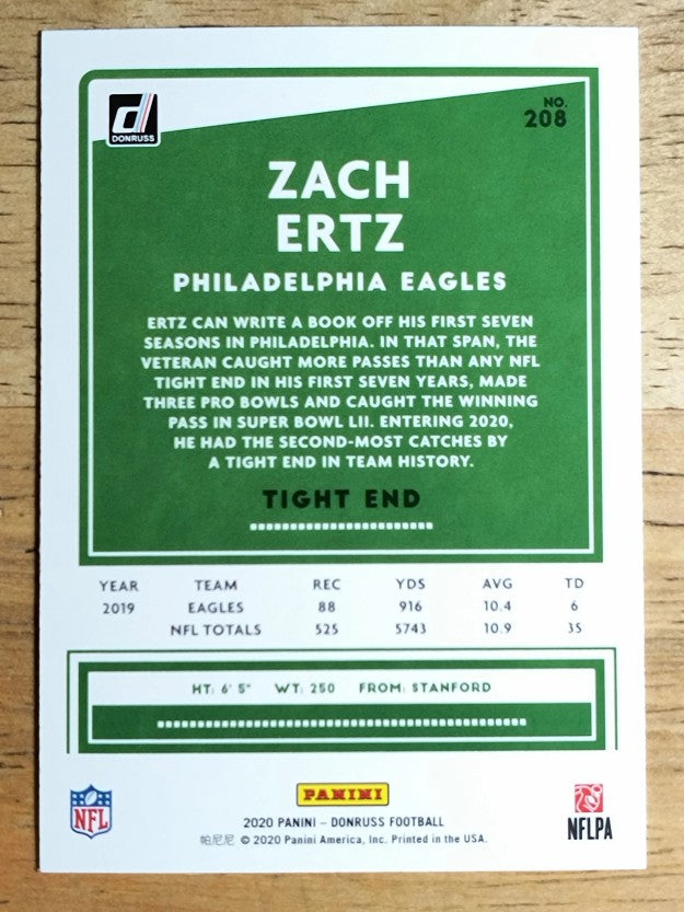 2020 Donruss #208 Zach Ertz