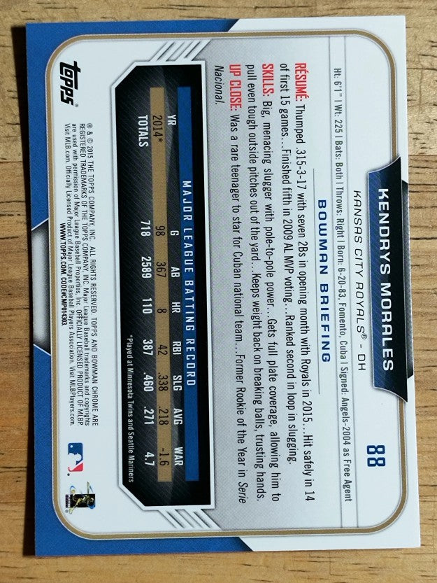 2015 Bowman Chrome #88 Kendrys Morales