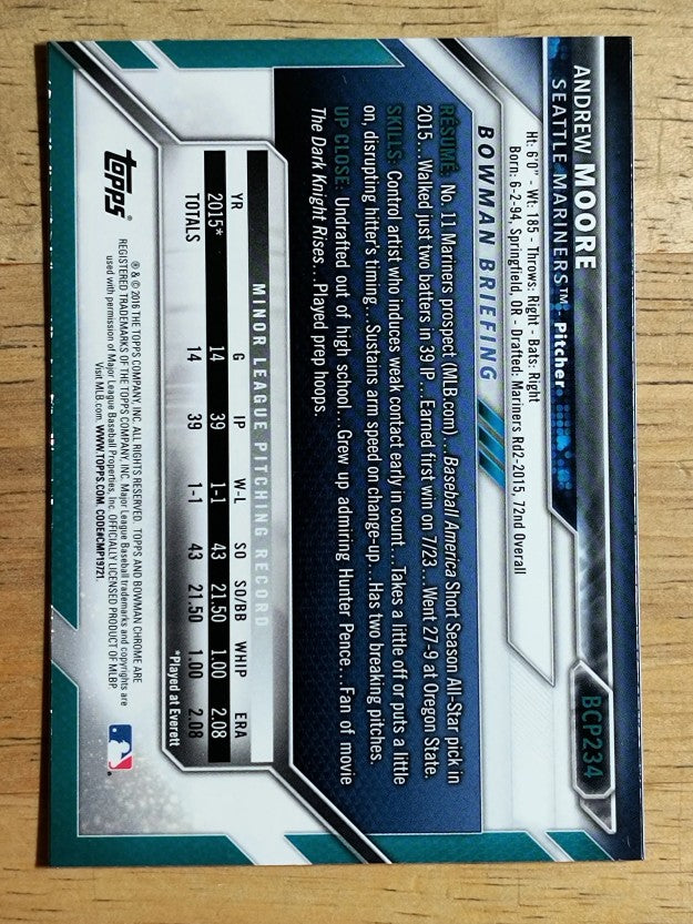 2016 Bowman Chrome Prospects #BCP234 Andrew Moore