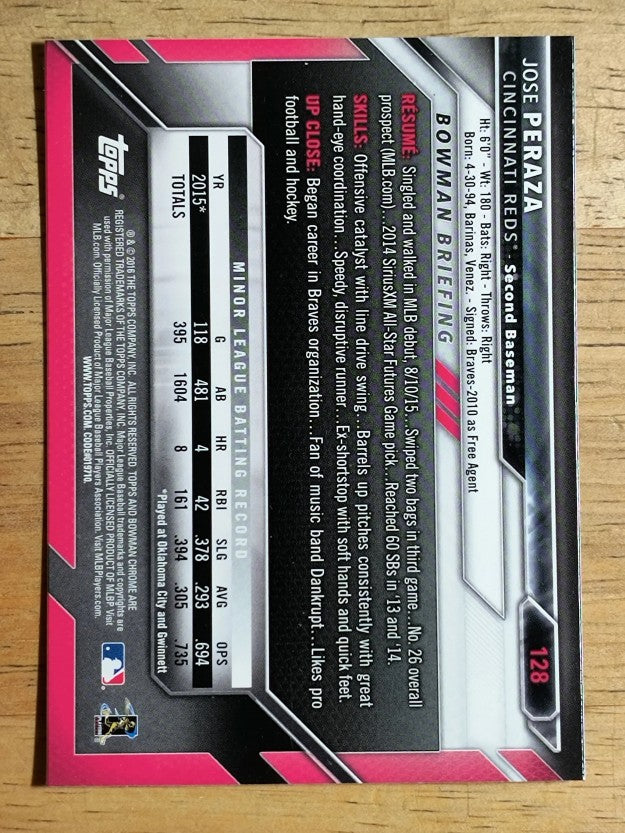2016 Bowman Chrome Vending '16 Bowman #128 Jose Peraza