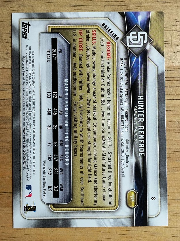 2018 Bowman #8 Hunter Renfroe