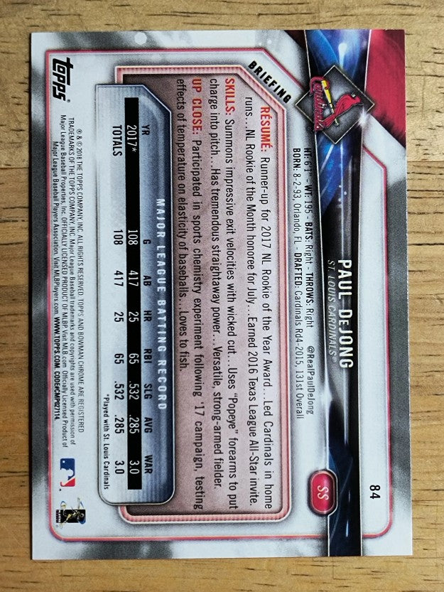 2018 Bowman #84 Paul DeJong