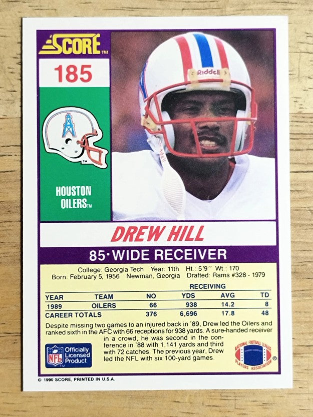 1990 Score #185 Drew Hill