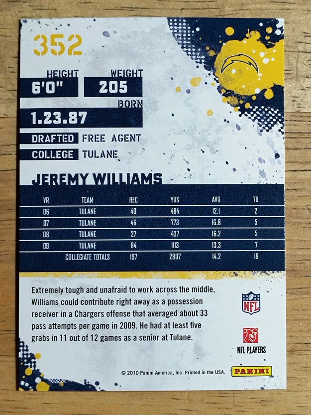 2010 Score #352 Jeremy Williams RC