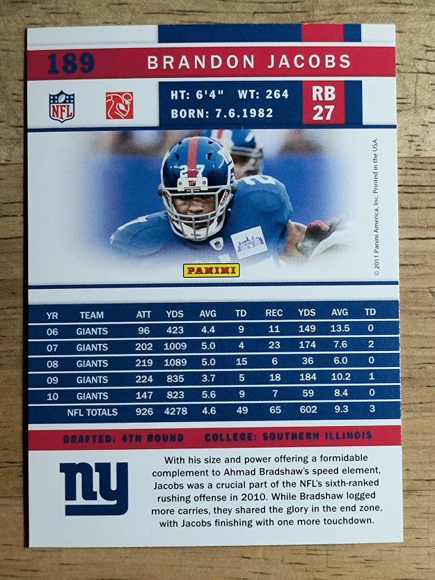 2011 Score #189 Brandon Jacobs