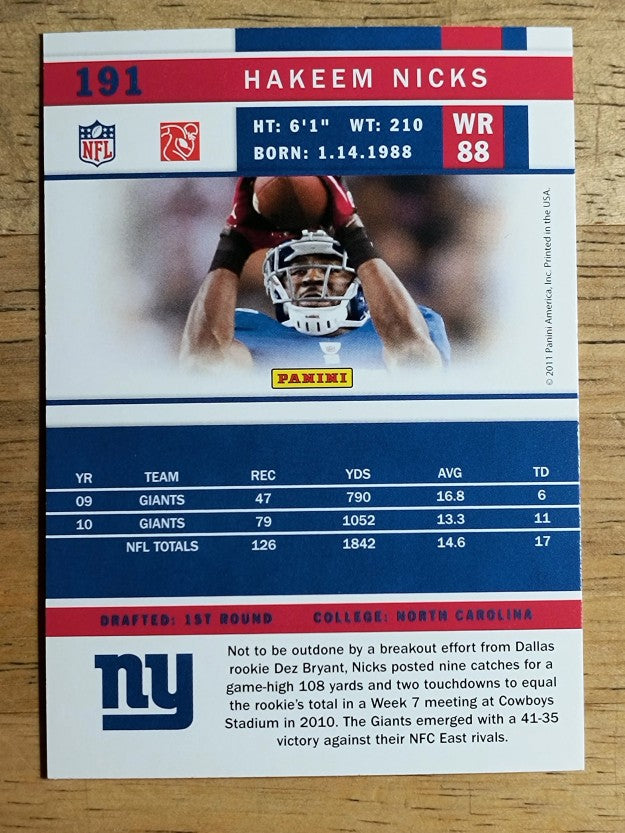 2011 Score #191 Hakeem Nicks