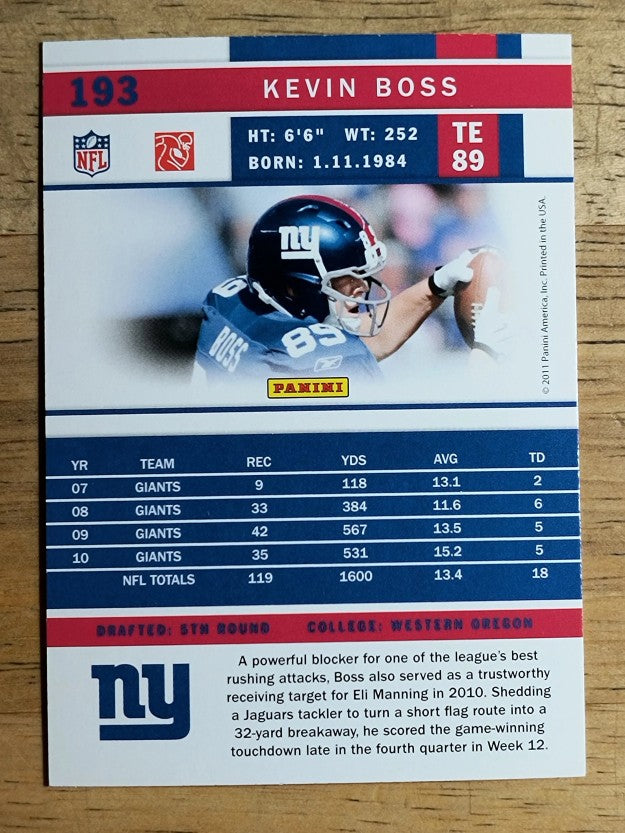 2011 Score #193 Kevin Boss