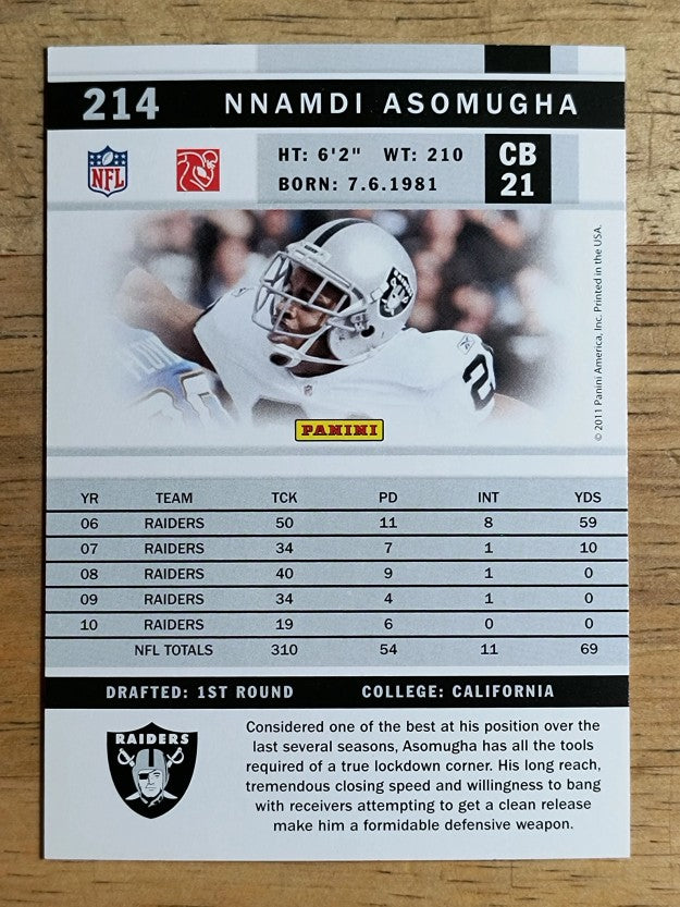 2011 Score #214 Nnamdi Asomugha