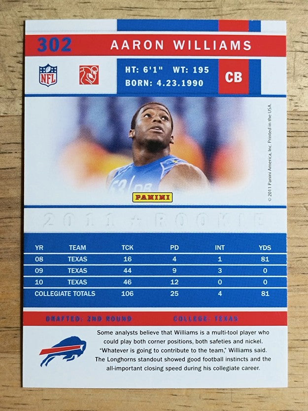 2011 Score #302 Aaron Williams RC