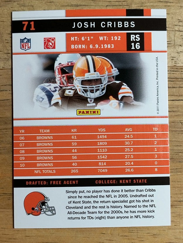 2011 Score Glossy #71 Josh Cribbs