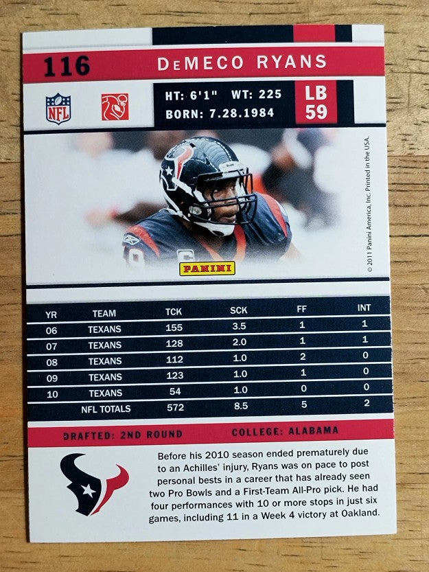 2011 Score Glossy #116 DeMeco Ryans