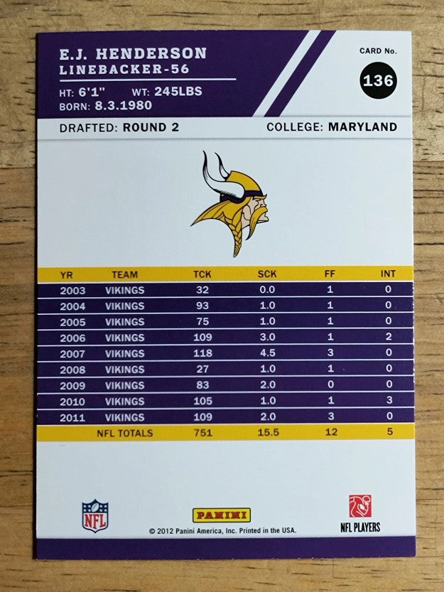 2012 Score #136 E.J. Henderson