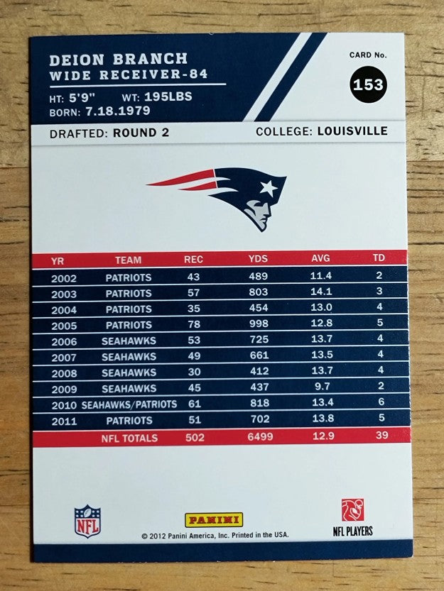 2012 Score #153 Deion Branch