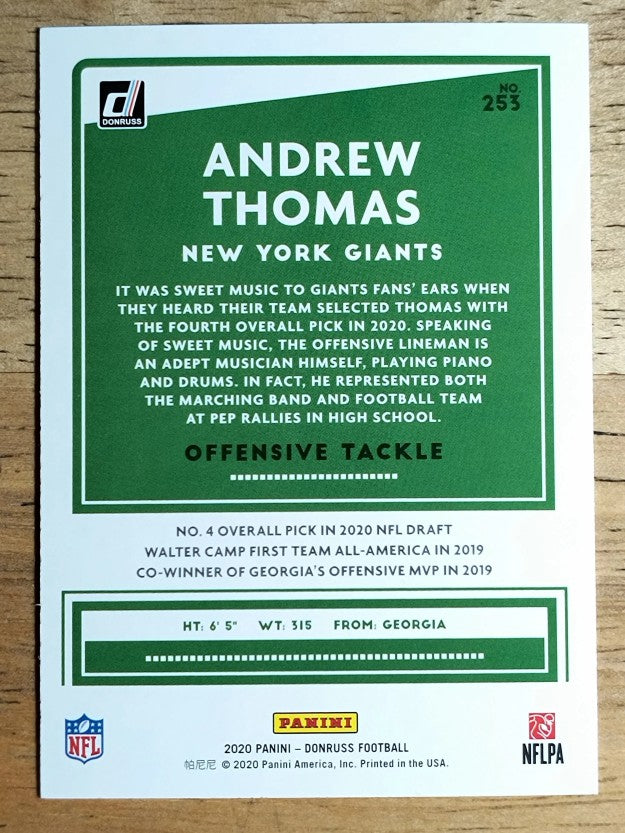 2020 Donruss #253 Andrew Thomas RC
