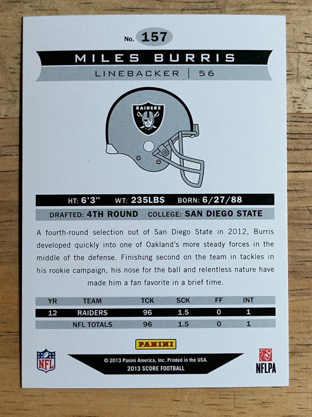 2013 Score #157 Miles Burris
