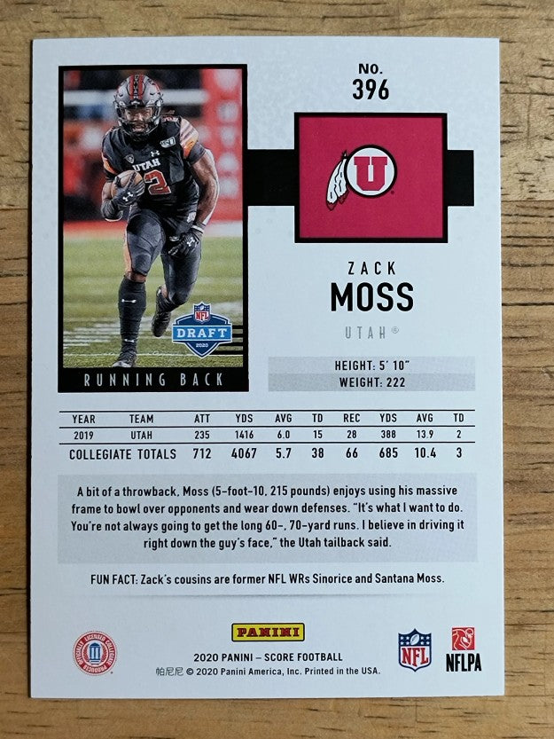 2020 Score #396 Zack Moss RC