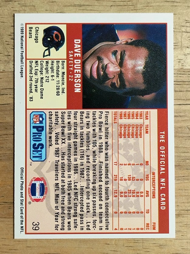 1989 Pro Set #39 Dave Duerson