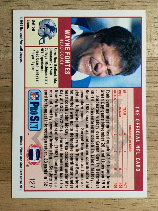 1989 Pro Set #127 Wayne Fontes CO