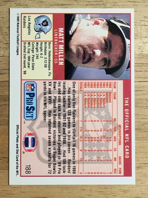 1989 Pro Set #188 Matt Millen