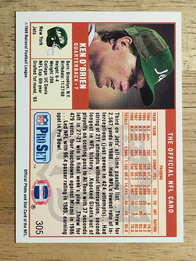 1989 Pro Set #305 Ken O'Brien