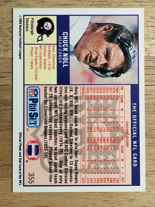 1989 Pro Set #355B Chuck Noll RC CO COR/one of only two