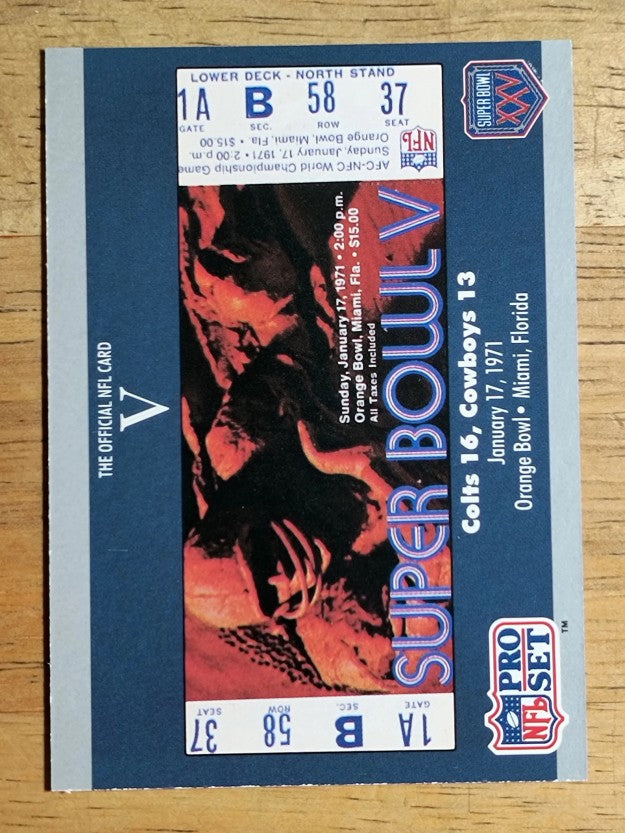 1990-91 Pro Set Super Bowl 160 #15 SB XV Ticket