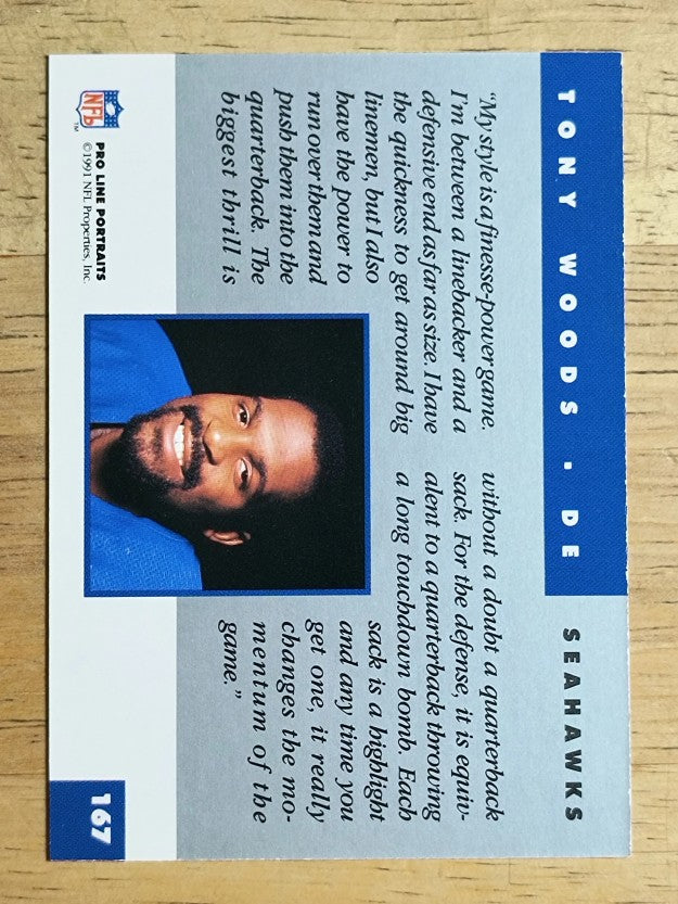 1991 Pro Line Portraits #167 Tony Woods