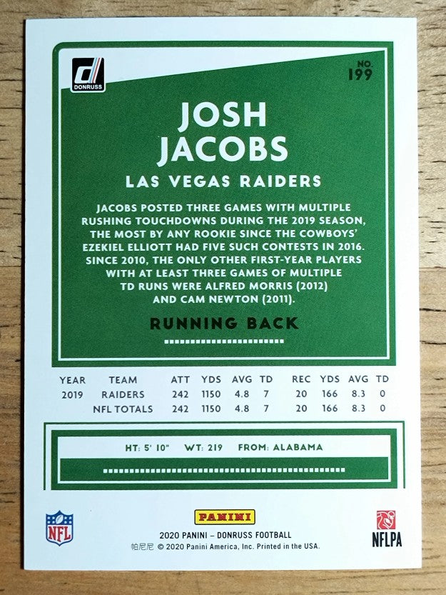 2020 Donruss #199A Josh Jacobs