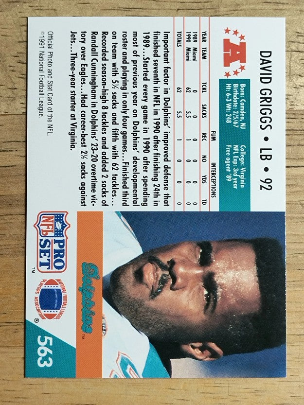 1991 Pro Set #563 David Griggs