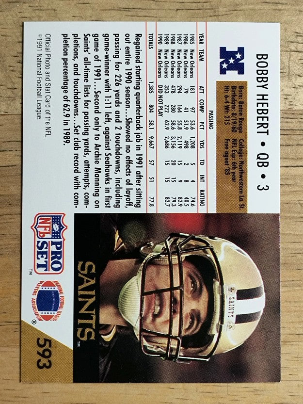 1991 Pro Set #593 Bobby Hebert