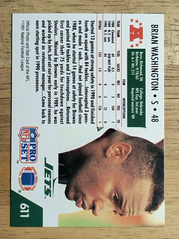 1991 Pro Set #611 Brian Washington