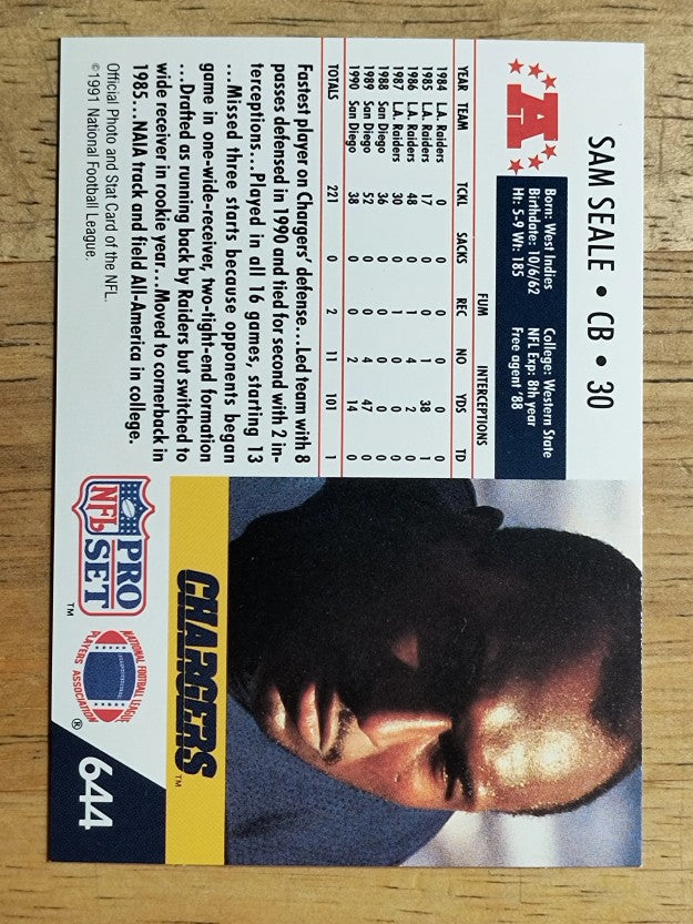 1991 Pro Set #644 Sam Seale